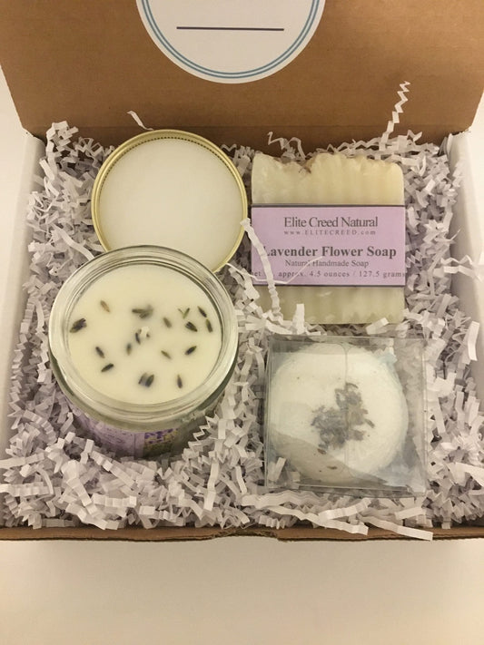 Lavender Flower Candle Gift Set Elite Creed Natural