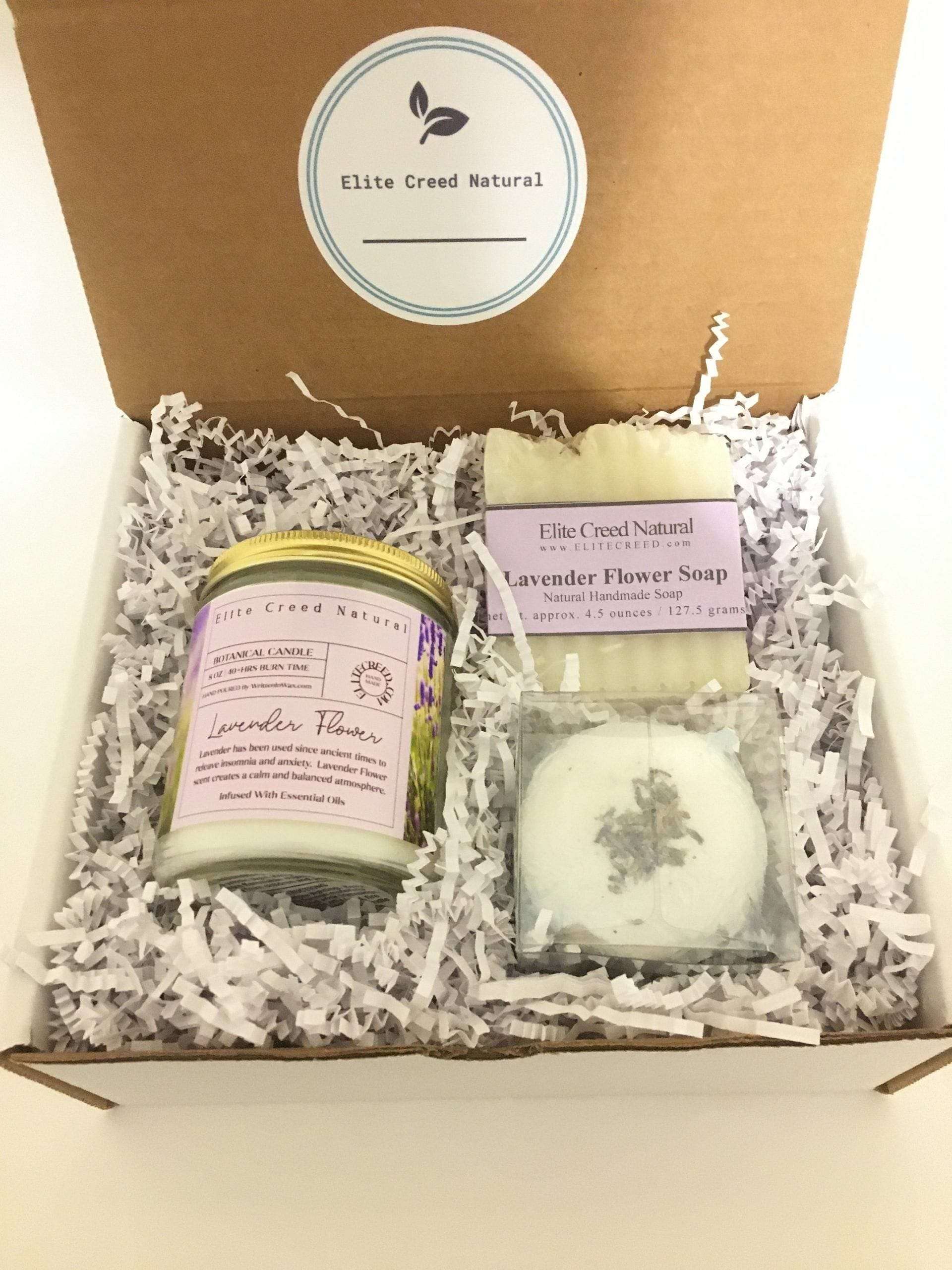 Lavender Flower Candle Gift Set Elite Creed Natural